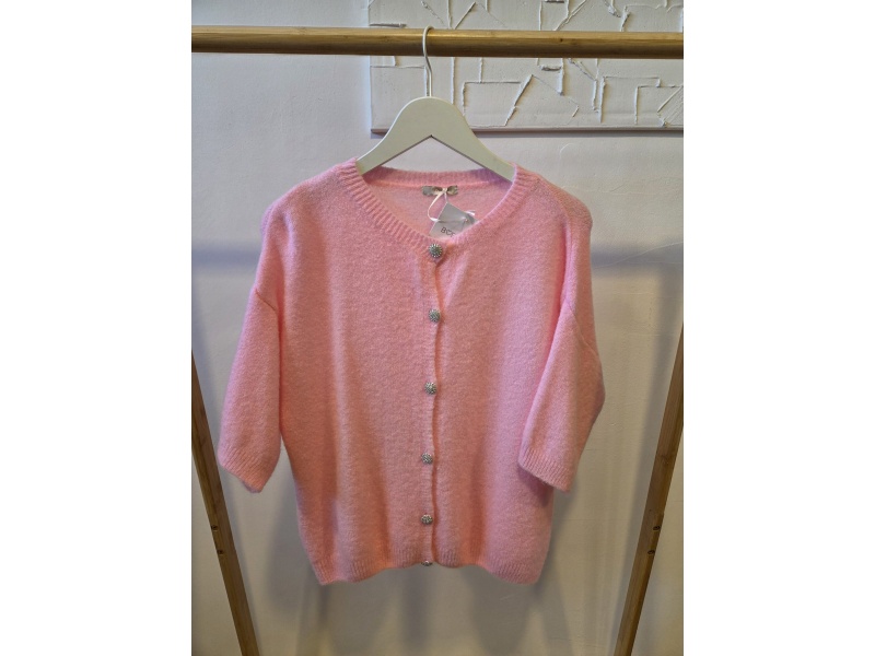 Zacht Pastel Vest met Glitterknopen – Lente Collectie