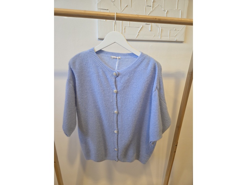 Zacht Pastel Vest met Glitterknopen – Lente Collectie