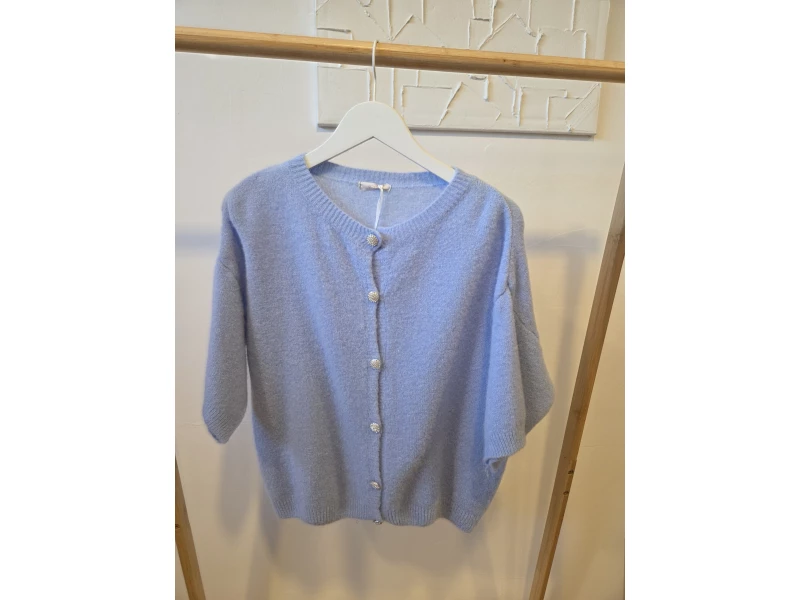 Zacht Pastel Vest met Glitterknopen – Lente Collectie