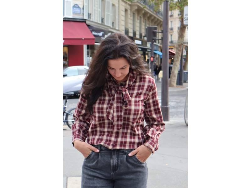 geruite blouse met strikdetail maat s/m
