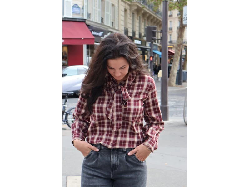 geruite blouse met strikdetail maat s/m